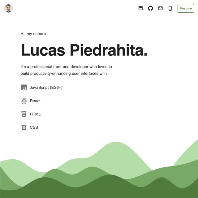 Image of the website you are on, my personal website